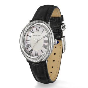 JUDITH RIPKA / Eternity Watch sterling S, Mother of Pearl, Sapphire & CROCODILE